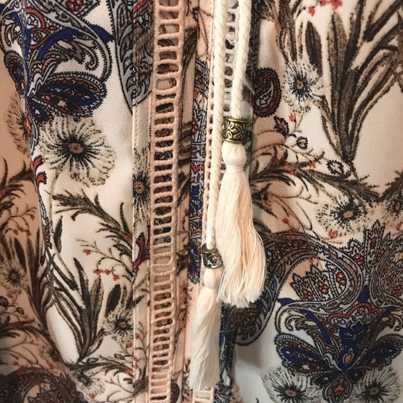 Meadow Rue Peasant Paisley Blouse Tassels - Picture 5 of 7